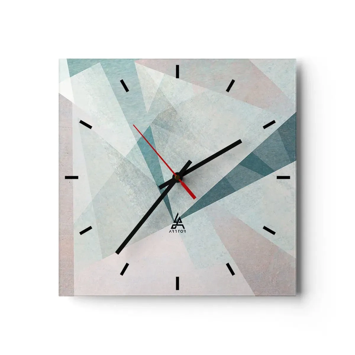 Horloge murale - Pendule murale - Formes géométriques dans des tons pastel de bleu et de gris - 30x30cm - Calme bien que dynamique - Décoration murale moderne pour le salon et la chambre ARTTOR