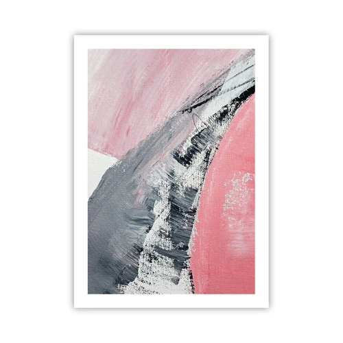 Affiche - Poster - Une composition abstraite dans les tons de rose et de gris. - 50x70cm - Composition assortie - Décoration murale moderne pour le salon et la chambre ARTTOR