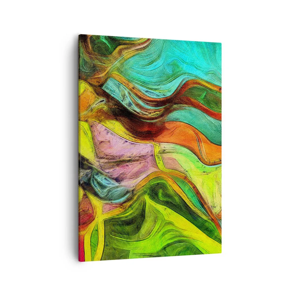 Impression sur toile - Image sur toile - Une composition abstraite avec des taches colorées et des lignes dynamiques. - 50x70cm - Le mouvement c'est la vie - Décoration murale moderne pour le salon et la chambre ARTTOR
