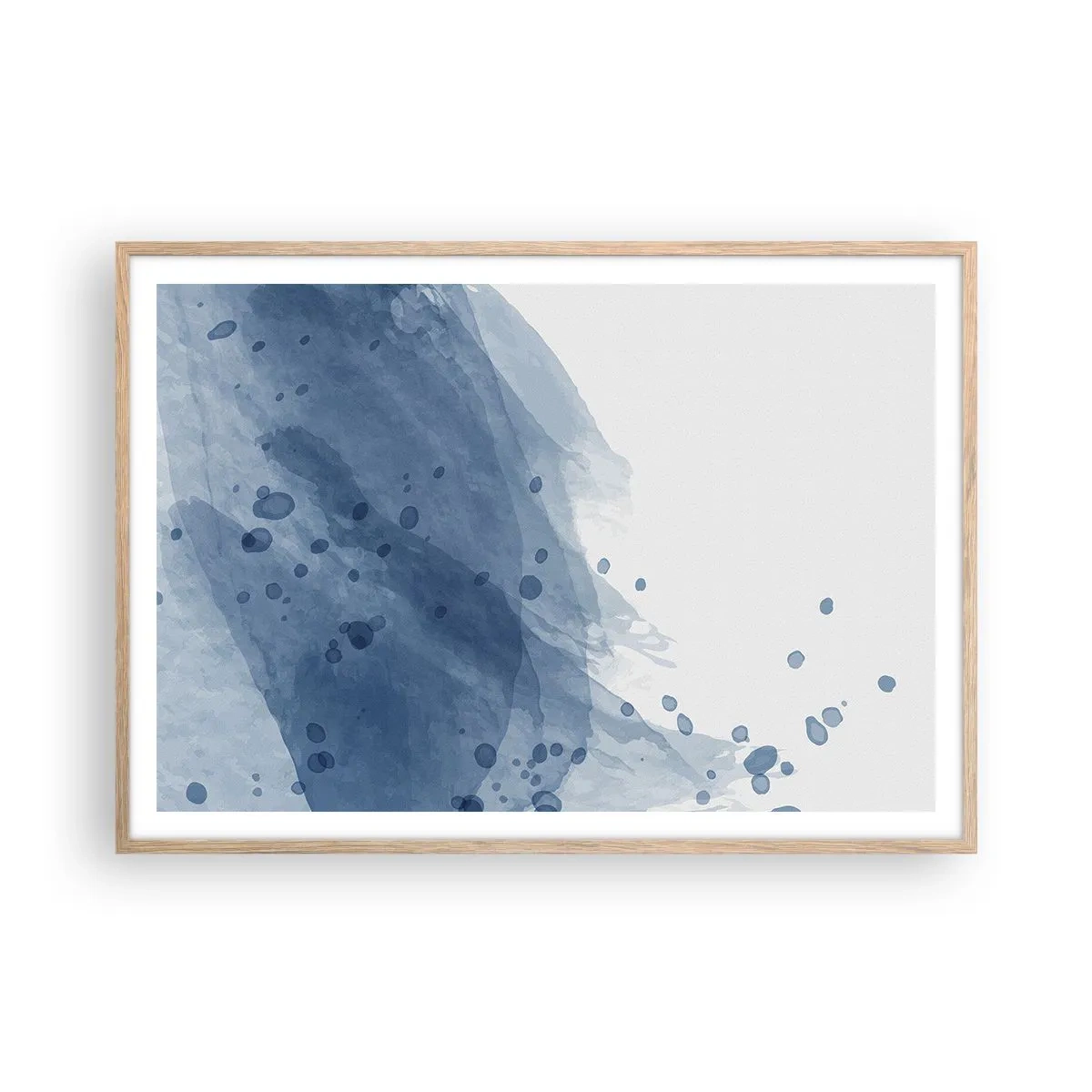 Affiche dans un chêne clair - Poster - Tulle bleu - 100x70 cm