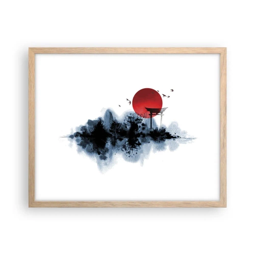 Affiche dans un chêne clair - Poster - Vue japonnaise - 50x40 cm