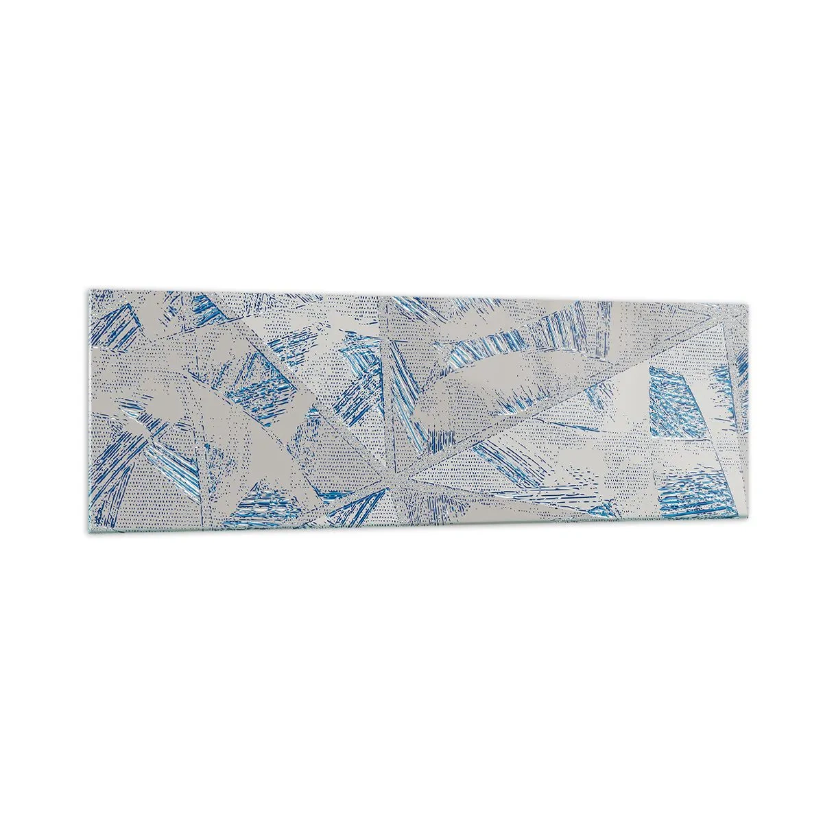 Impression sur verre - Image sur verre - Motifs géométriques dans les tons de bleu et de gris - 160x50cm - Dans un labyrinthe bleu-gris - Décoration murale moderne pour le salon et la chambre ARTTOR