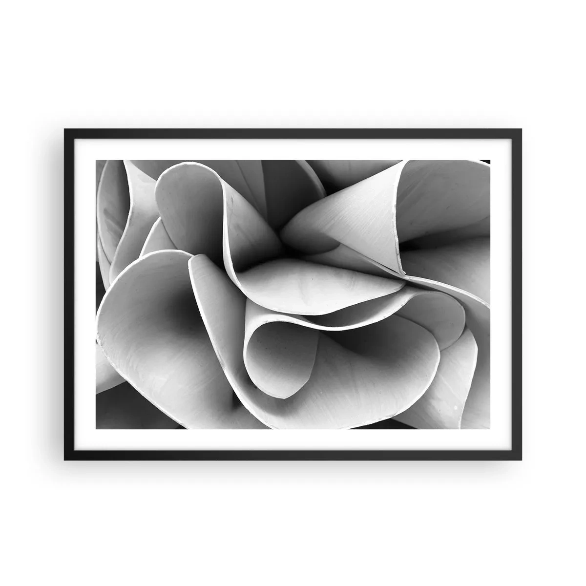 Affiche dans un cadre noir - Poster - Détails en noir et blanc de formes abstraites - 70x50cm - Il s'en passe dans l'espace - Décoration murale moderne pour le salon et la chambre ARTTOR