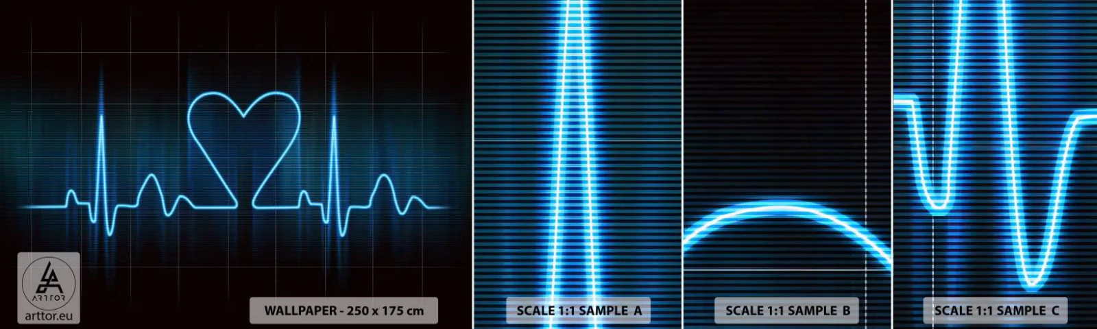 Échantillon De Papier Peint Standard Eco - Au rythme du cœur - Graphique, Cœur, Morceau - 100x30 cm
