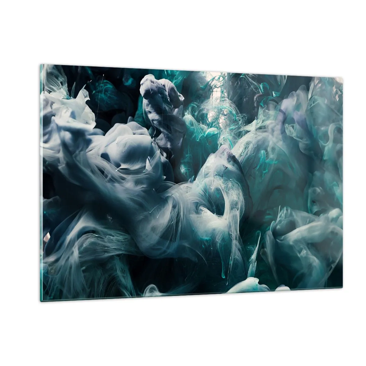 Impression sur verre - Image sur verre - La danse des peintures dans l'eau crée des formes abstraites - 120x80cm - Mouvement des couleurs - Décoration murale moderne pour le salon et la chambre ARTTOR