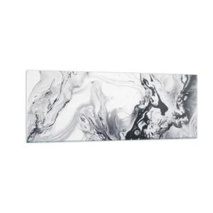 Impression sur verre - Image sur verre - Motif abstrait monochrome avec effet marbré - 140x50cm - Au centre de la Terre - Décoration murale moderne pour le salon et la chambre ARTTOR