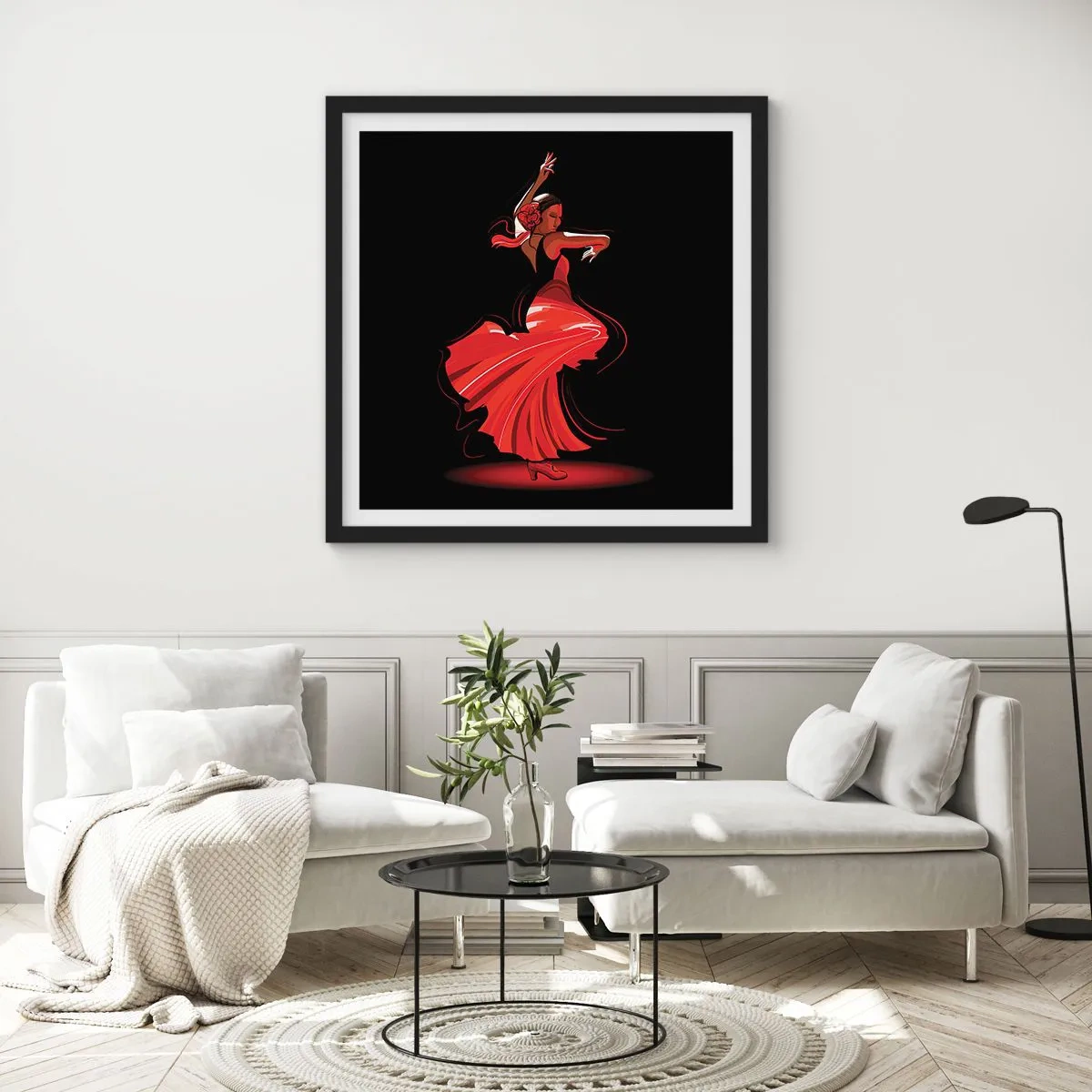 Affiche dans un cadre noir - Poster - L'esprit fougueux du flamenco - 40x40 cm