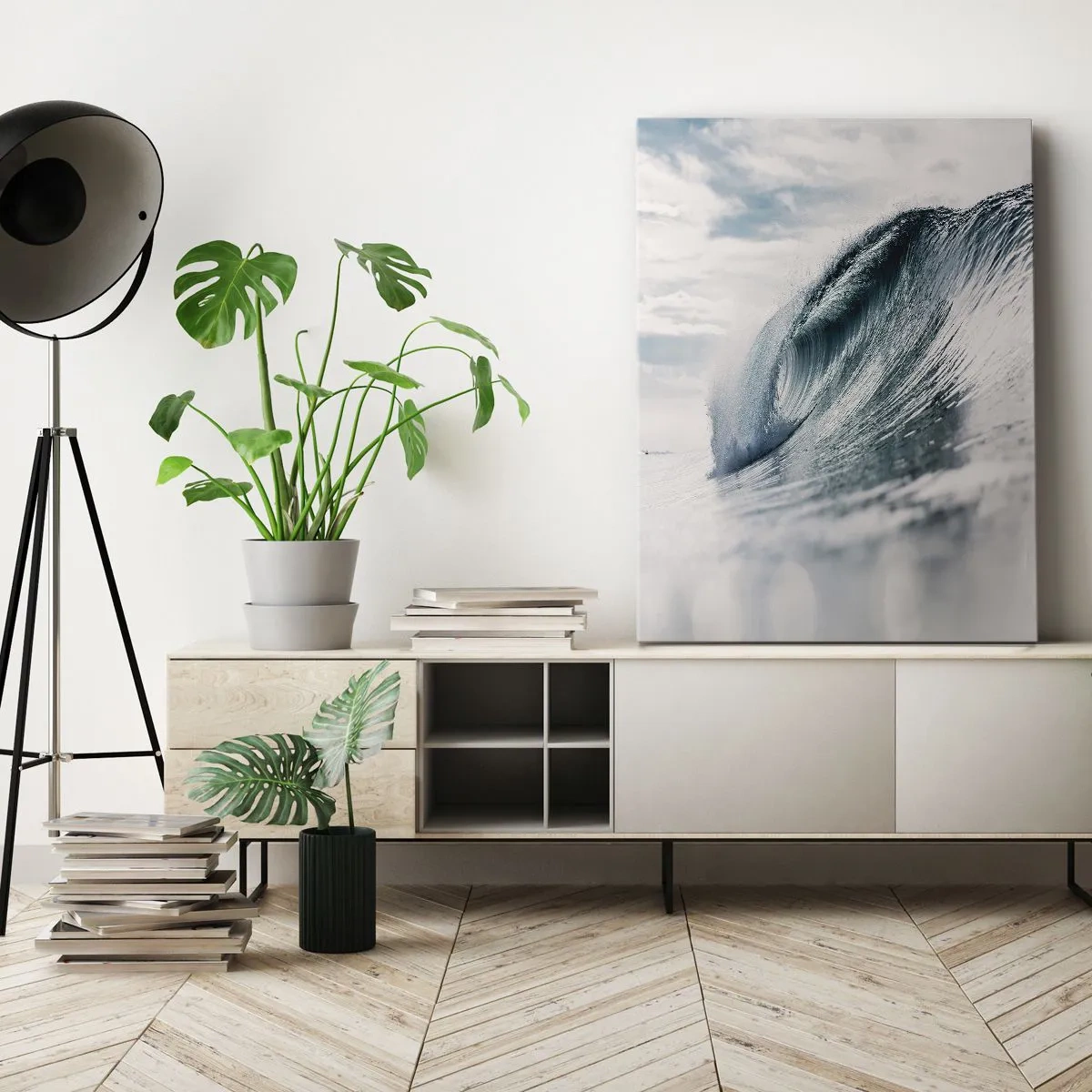 Impression sur toile - Image sur toile - Une vague de mer capturée dans un moment dynamique contre le ciel - 50x70cm - Pic d'eau - Décoration murale moderne pour le salon et la chambre ARTTOR