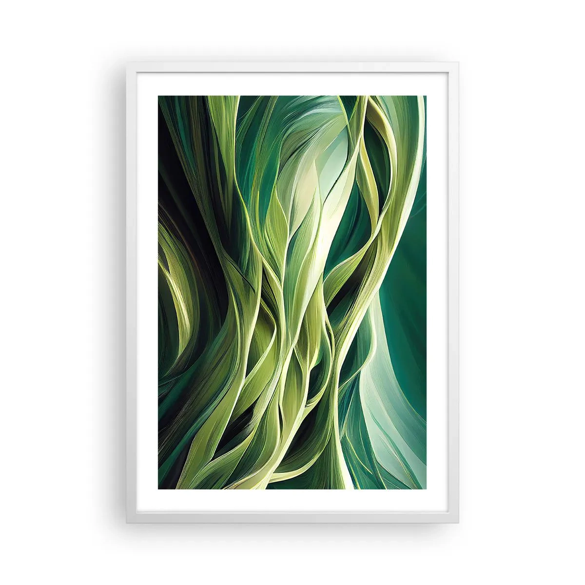 Affiche dans un cadre blanc - Poster - Jeu de vert abstrait - 50x70 cm