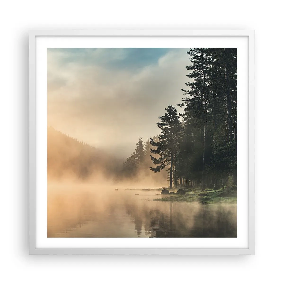 Affiche dans un cadre blanc - Poster - Naissance du jour - 60x60 cm