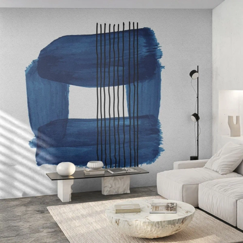 Papier Peint Photo Premium Sand - Composition noire-bleue - Abstraction, Morceau, Art moderne - 350x256 cm