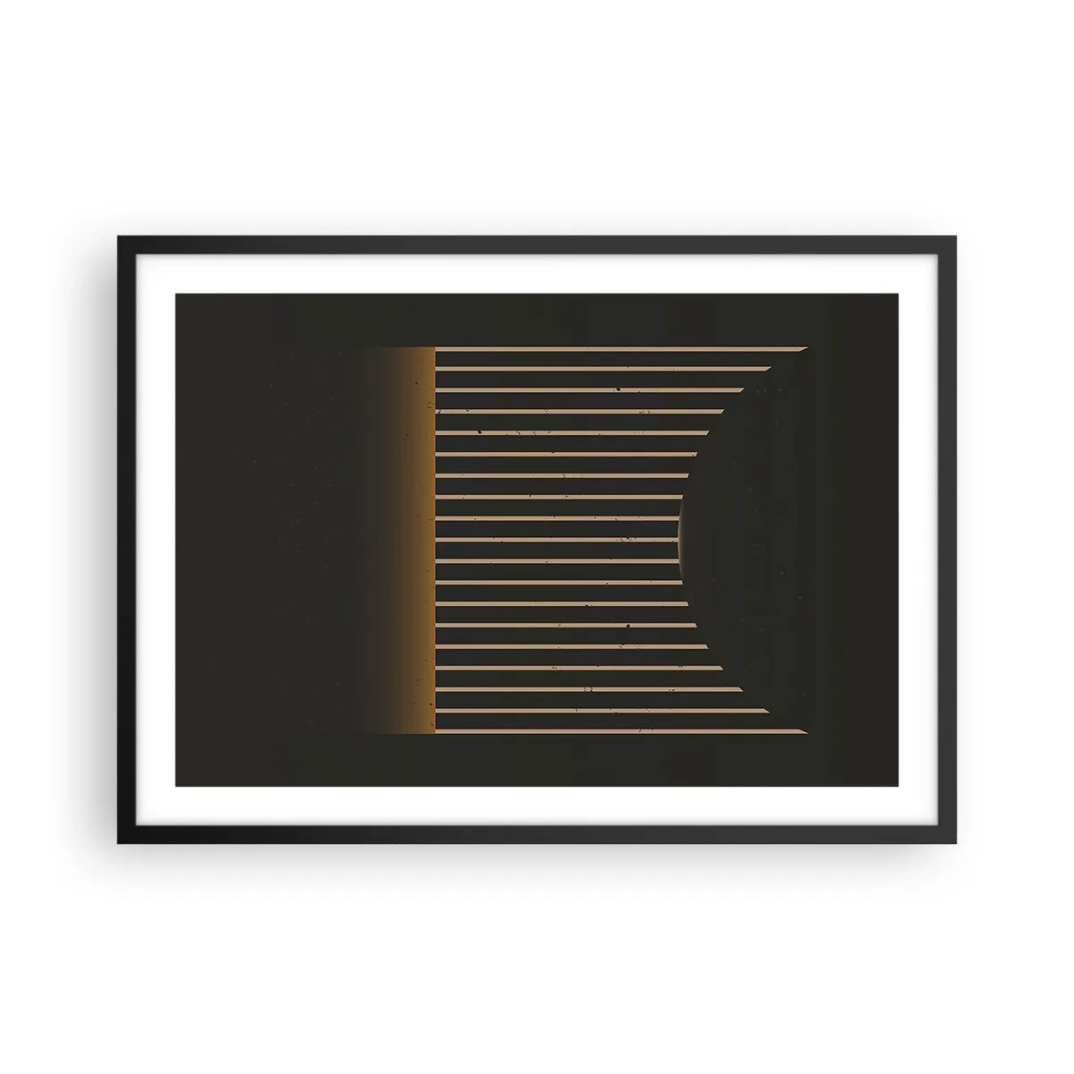 Affiche dans un cadre noir - Poster - Motif géométrique à rayures sur fond sombre - 70x50cm - Explorez les ténèbres - Décoration murale moderne pour le salon et la chambre ARTTOR