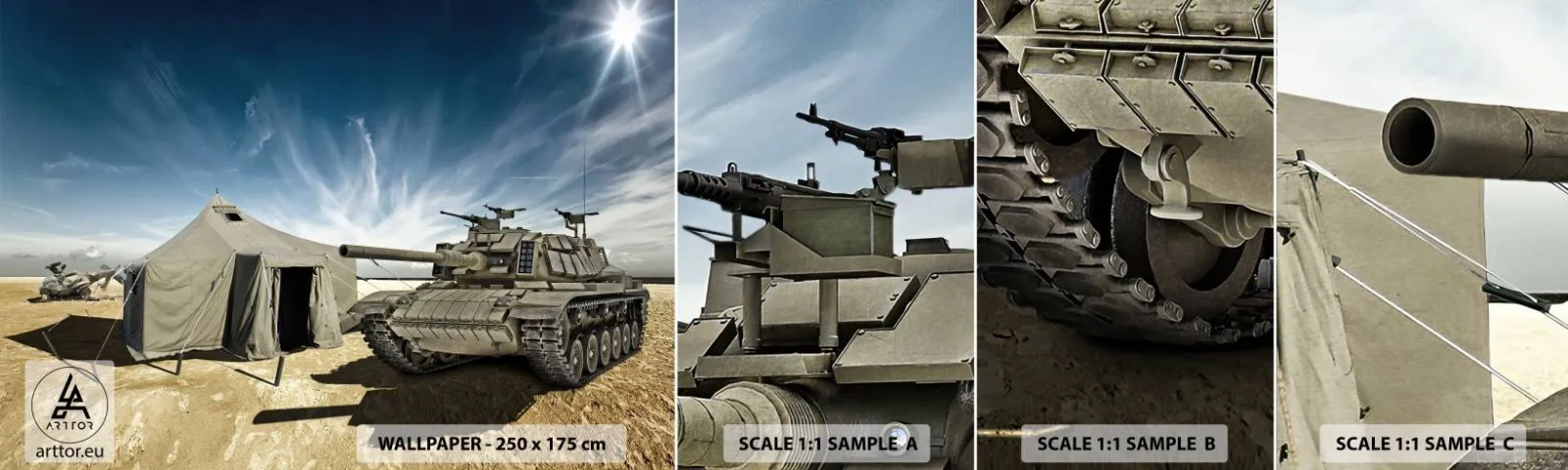 Échantillon de Papier Peint Autocollant Deluxe Sticker - Un rêve militaire - Militaire, Armée, Réservoir - 100x30 cm