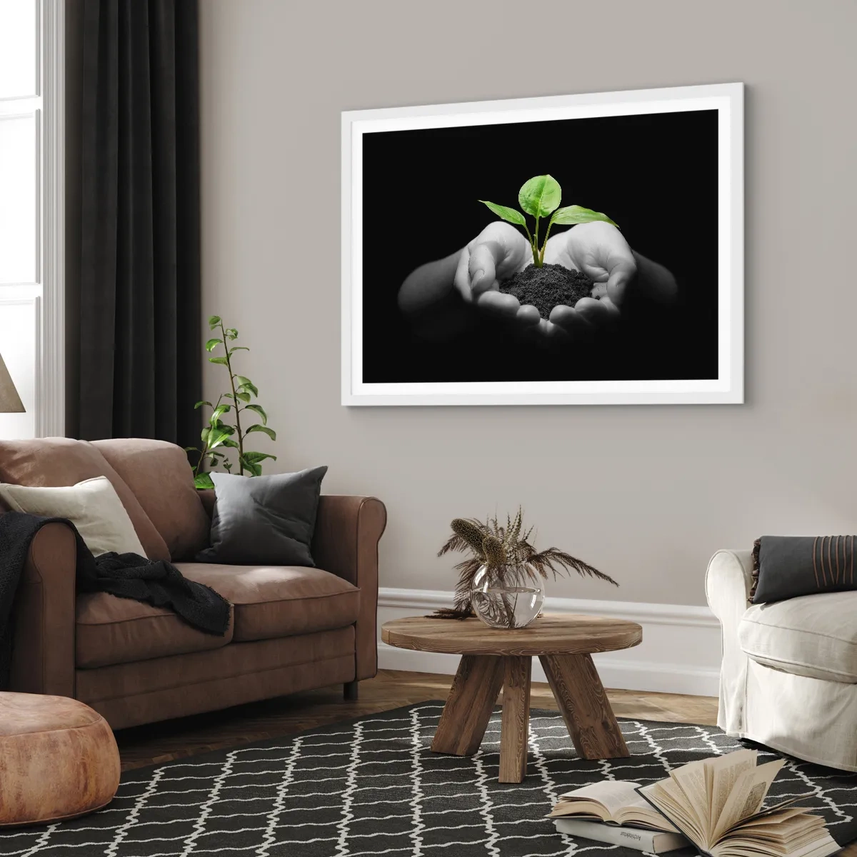 Affiche dans un cadre blanc - Poster - J'aime la nature, je la protège - 70x50 cm