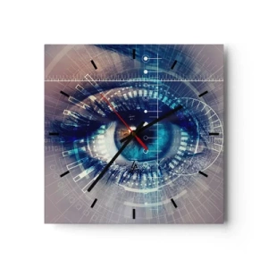 Horloge murale - Pendule murale - Un œil technologique avec une interface futuriste - 30x30cm - Tu penses que tu me connais - Décoration murale moderne pour le salon et la chambre ARTTOR