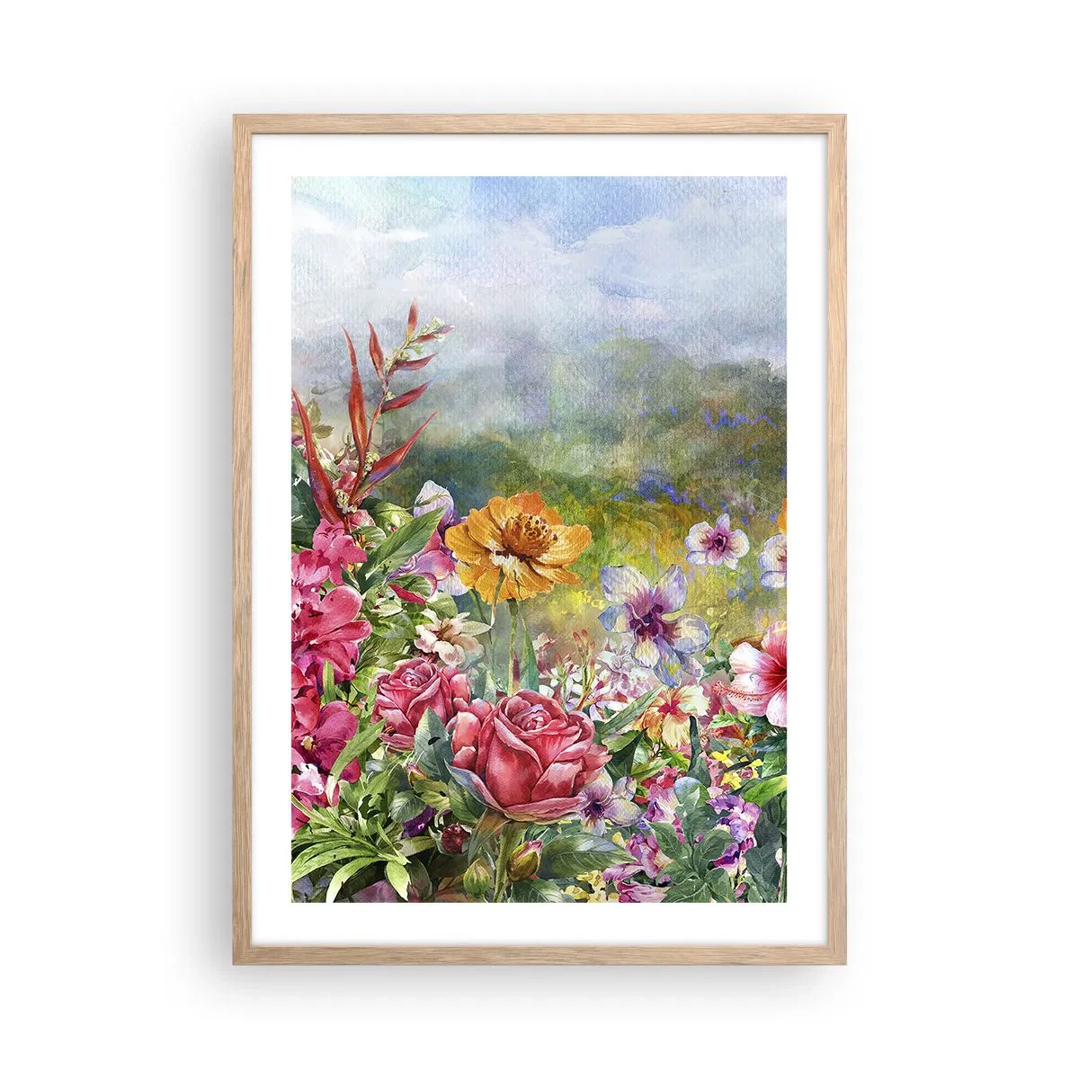 Affiche dans un chêne clair - Poster - Un jardin devenu fou - 50x70 cm