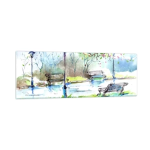 Impression sur verre - Image sur verre - Le charme du silence d'un parc - 90x30 cm