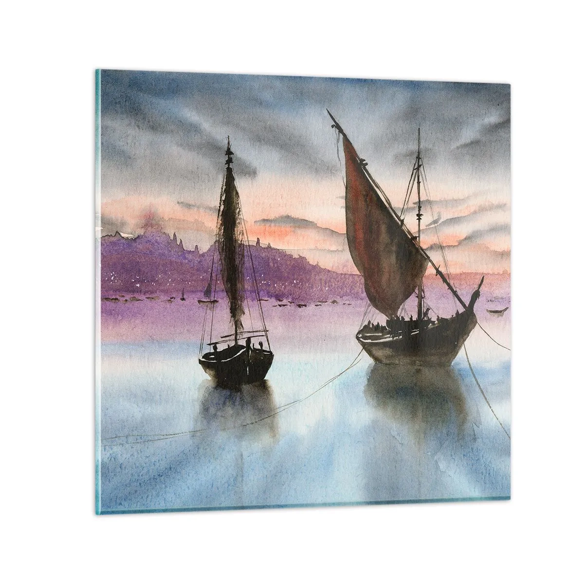 Impression sur verre - Image sur verre - Soirée au port - 30x30 cm