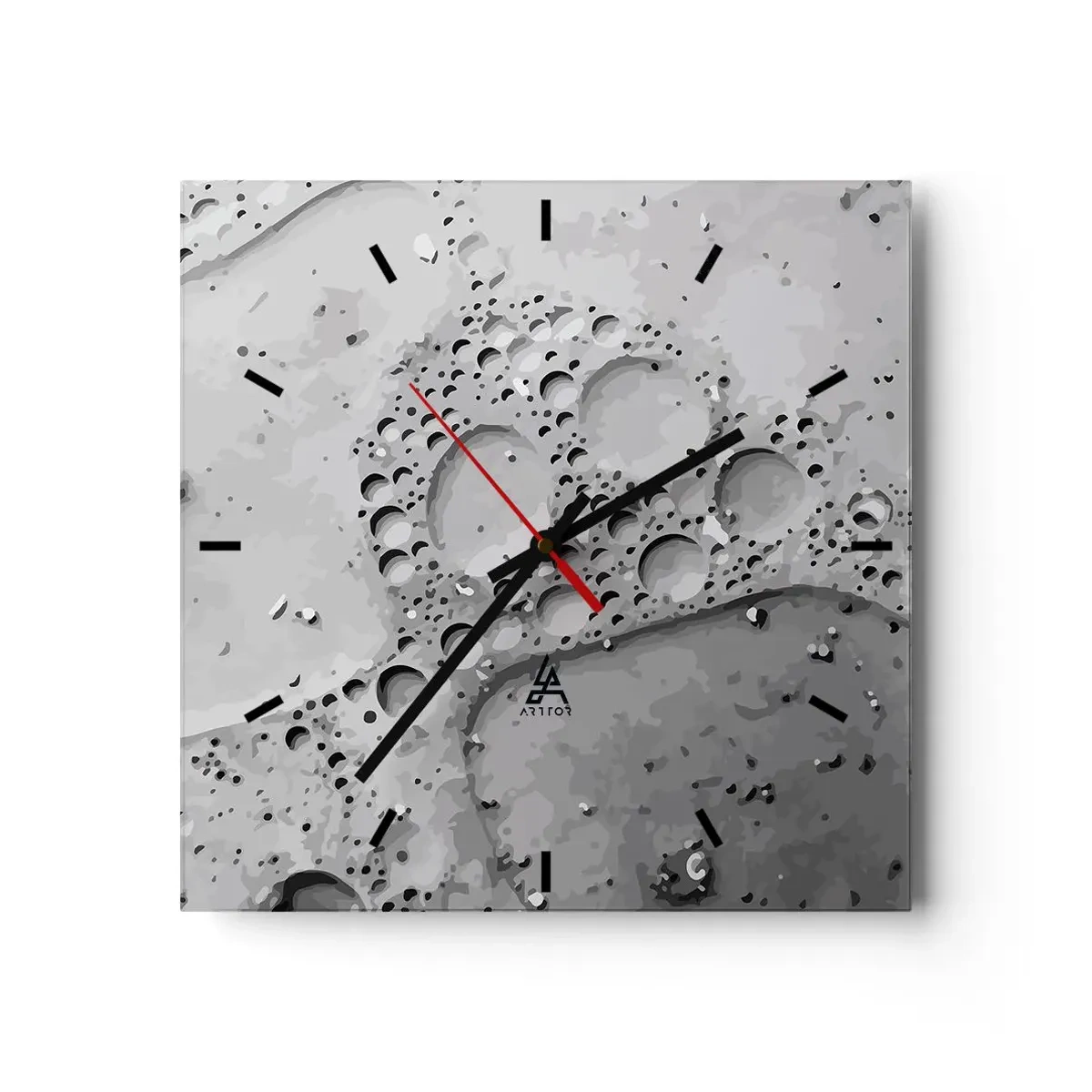 Horloge murale - Pendule murale - Motif à bulles noir et blanc dans un style minimaliste - 30x30cm - Sentier de mousse - Décoration murale moderne pour le salon et la chambre ARTTOR