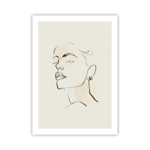 Affiche - Poster - Portrait minimaliste d'une femme dans un style d'art en ligne - 50x70cm - Regard fier - Décoration murale moderne pour le salon et la chambre ARTTOR