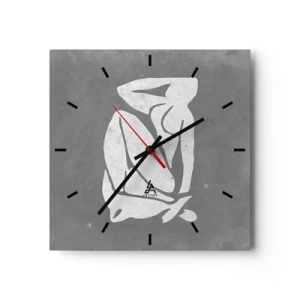Horloge murale - Pendule murale - Un dessin de silhouette minimaliste sur fond gris - 30x30cm - En pensée - Décoration murale moderne pour le salon et la chambre ARTTOR