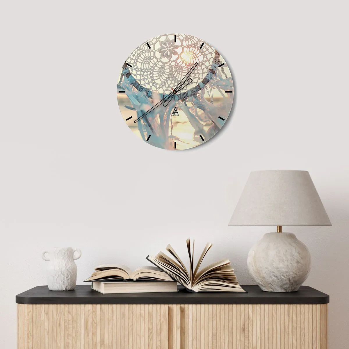 Horloge murale - Pendule murale - Totem en dentelle - 40x40 cm