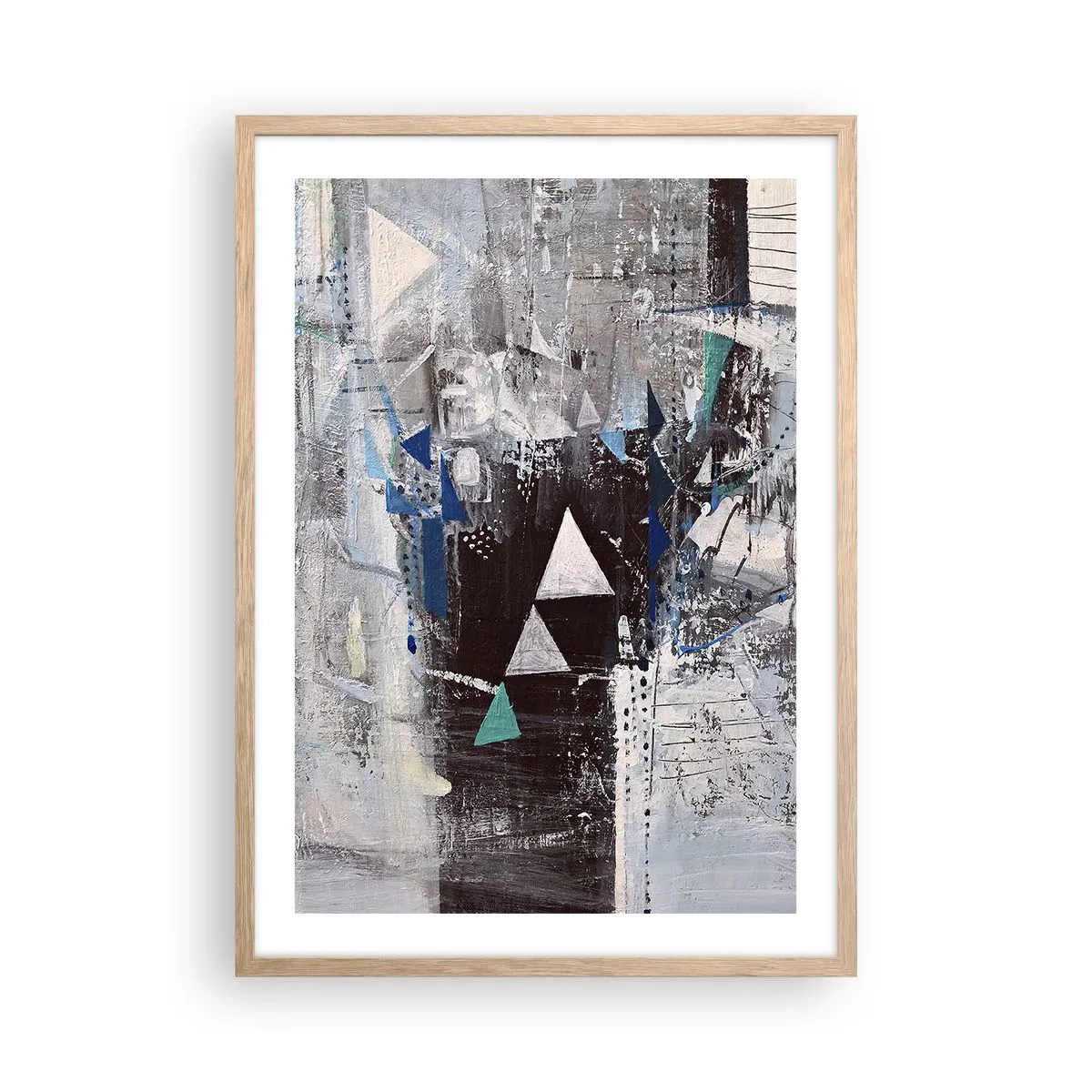Affiche dans un chêne clair - Poster - Ordre prioritaire des triangles - 50x70 cm