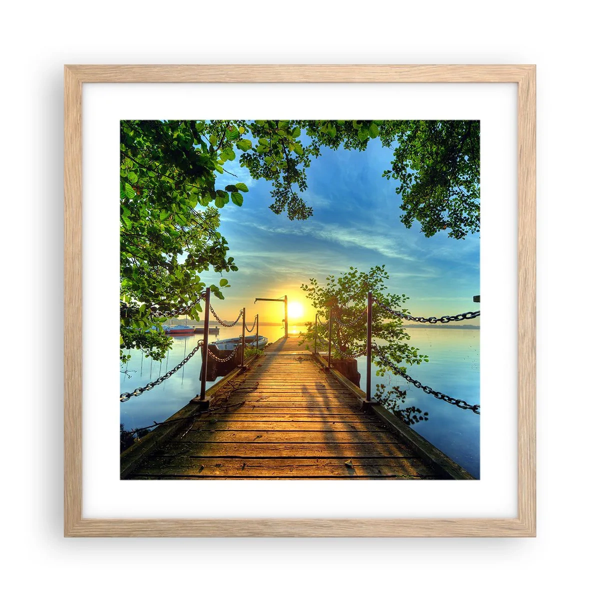 Affiche dans un chêne clair - Poster - L'ouest au-dessus de l'eau - 40x40 cm