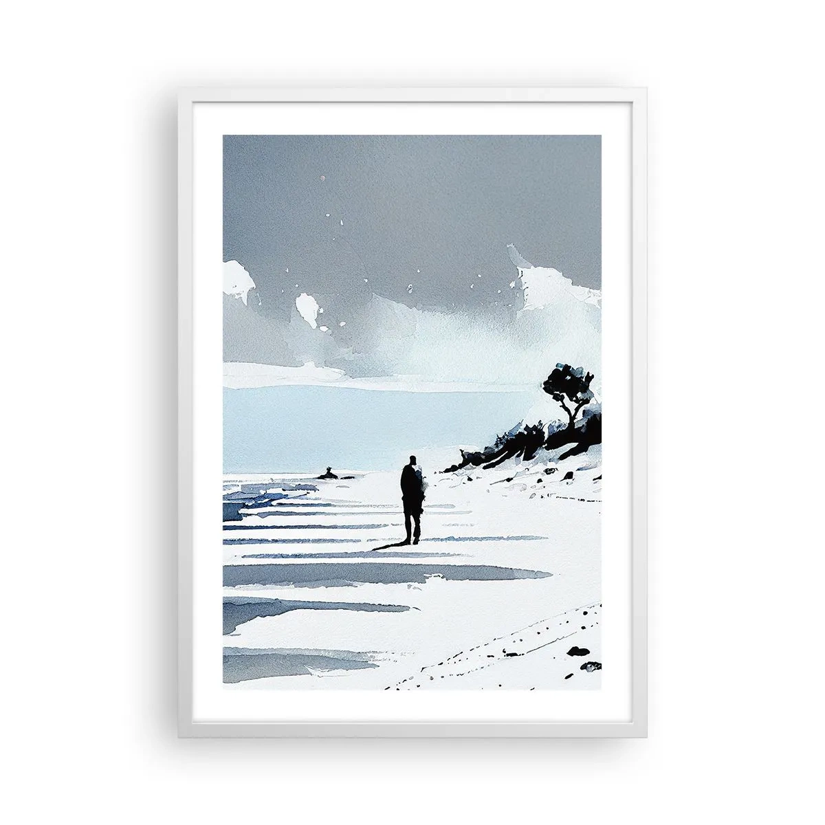 Affiche dans un cadre blanc - Poster - Seul à seul - 50x70 cm