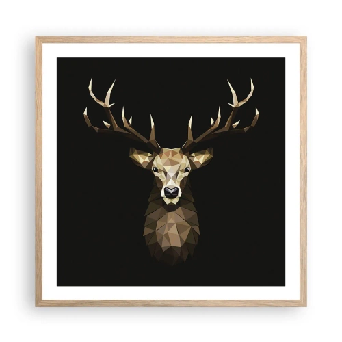 Affiche dans un chêne clair - Poster - Cerf cubique - 60x60 cm