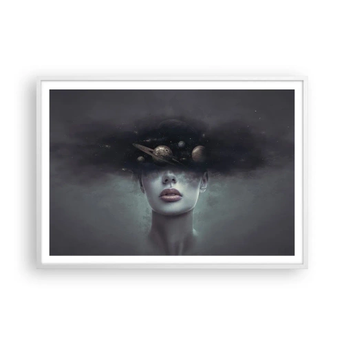 Affiche dans un cadre blanc - Poster - Et les planètes deviennent folles... - 100x70 cm
