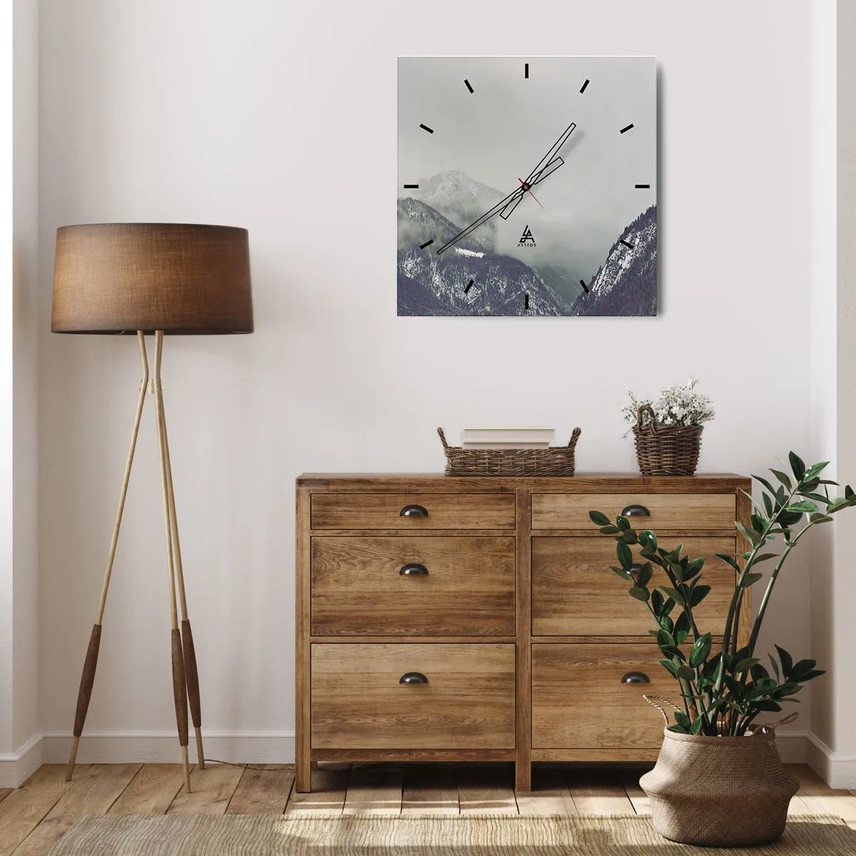 Horloge murale - Pendule murale - Vallée brumeuse - 30x30 cm