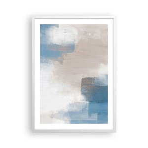 Affiche dans un cadre blanc - Poster - Abstraction rose derrière un rideau de bleu - 50x70 cm