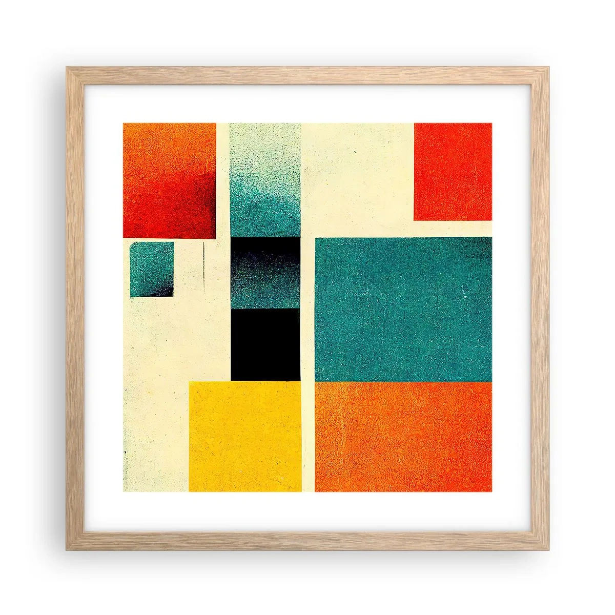 Affiche dans un chêne clair - Poster - Abstraction géométrique – bonne énergie - 40x40 cm