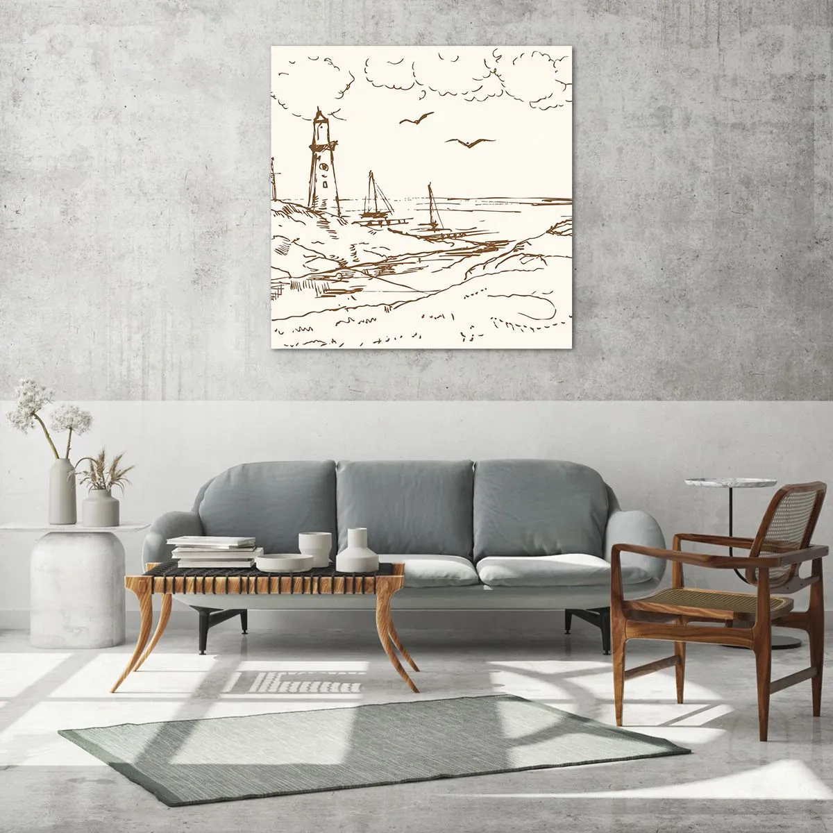 Impression sur verre - Image sur verre - Esquisse de souvenirs d'été - 50x50 cm