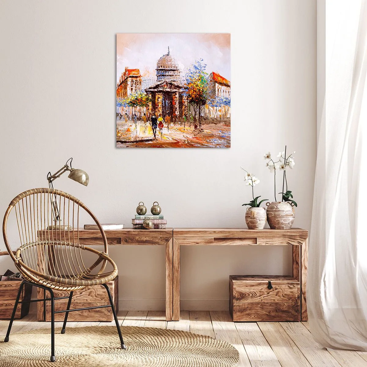 Impression sur toile - Image sur toile - Promenade à Paris - 50x50 cm