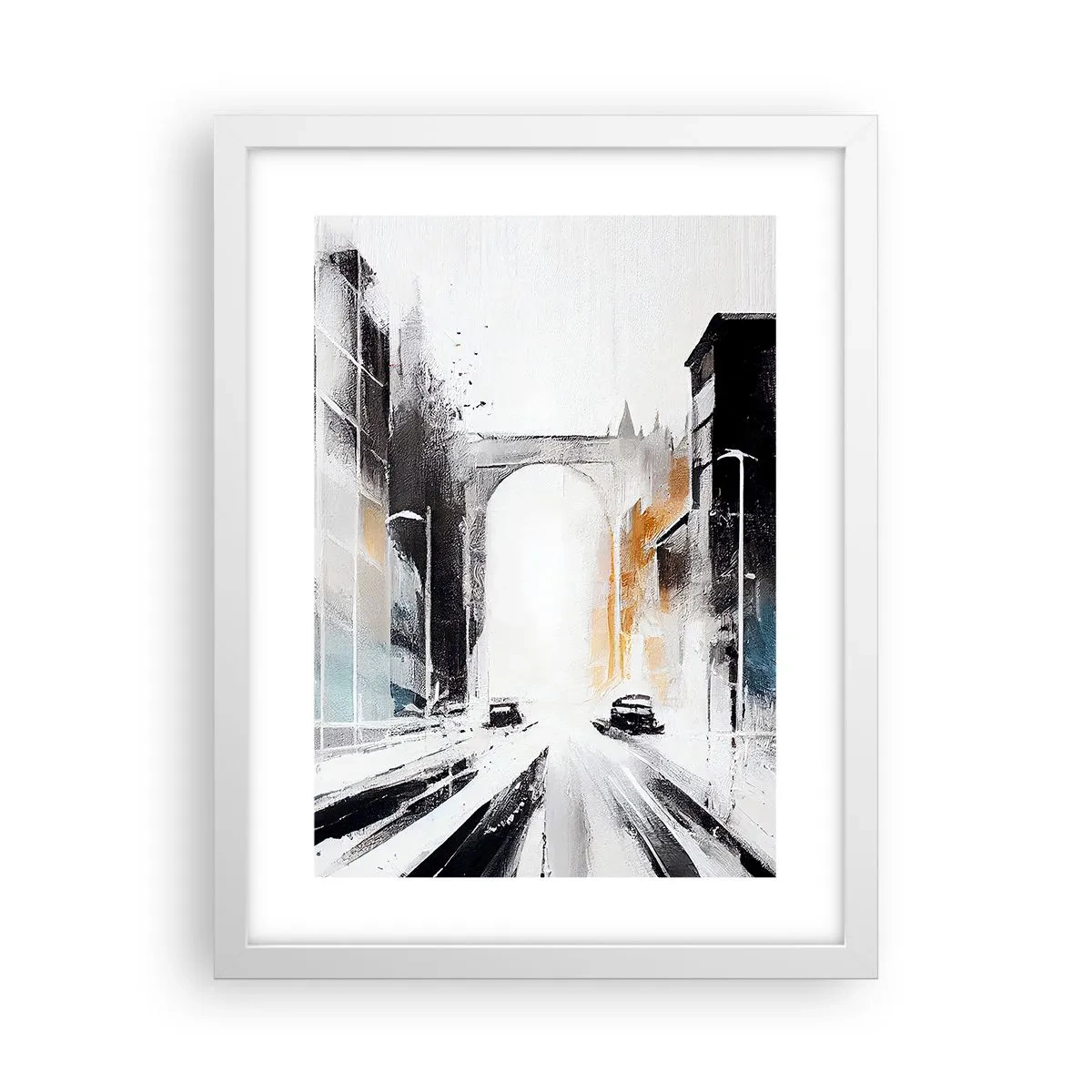 Affiche dans un cadre blanc - Poster - Étude de ville : architecture et mouvement - 30x40 cm