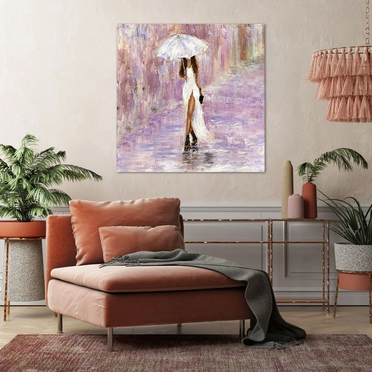 Impression sur toile - Image sur toile - Sous la pluie lilas - 70x70 cm
