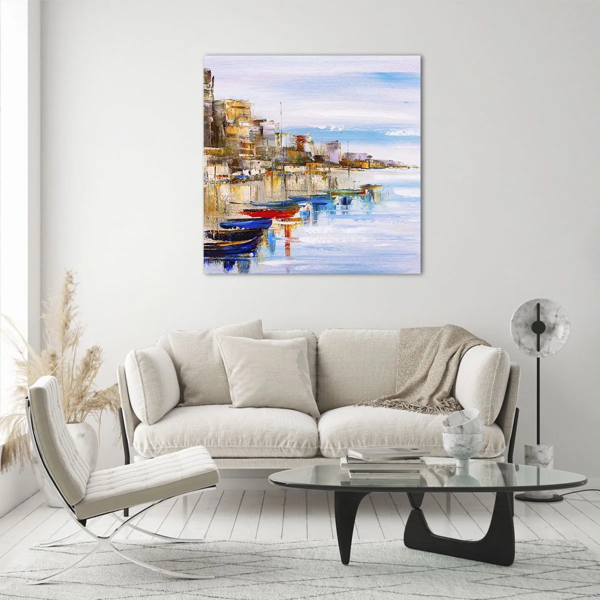 Impression sur verre - Image sur verre - Un havre urbain multicolore - 30x30 cm