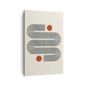 Impression sur toile - Image sur toile - Motif géométrique avec des lignes et des cercles orange - 80x120cm - Du début à la fin - Décoration murale moderne pour le salon et la chambre ARTTOR