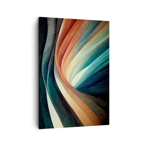 Impression sur toile - Image sur toile - Vagues abstraites dans des tons chauds et froids - 50x70cm - Tissé à partir de couleurs - Décoration murale moderne pour le salon et la chambre ARTTOR