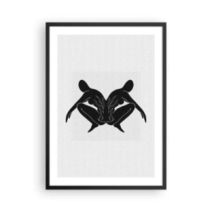 Affiche dans un cadre noir - Poster - Silhouettes noires de personnages dans une composition symétrique - 50x70cm - Une âme commune - Décoration murale moderne pour le salon et la chambre ARTTOR