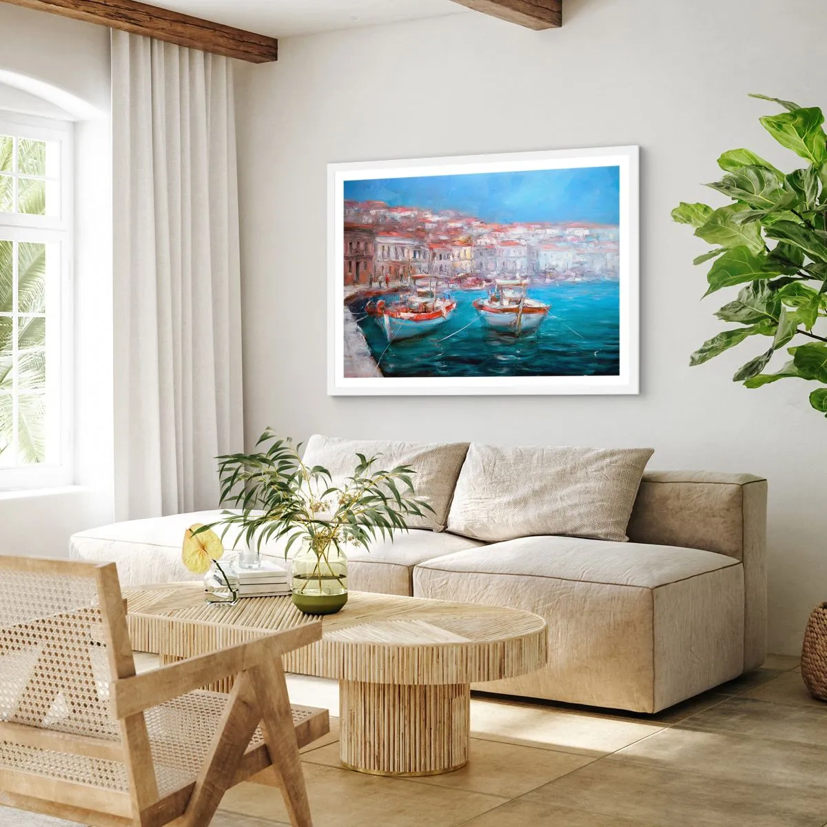 Affiche dans un cadre blanc - Poster - Baie italienne - 40x30 cm