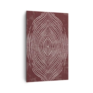 Impression sur toile - Image sur toile - Ondes symétriques en lignes blanches sur fond marron - 80x120cm - L'espace parle - Décoration murale moderne pour le salon et la chambre ARTTOR