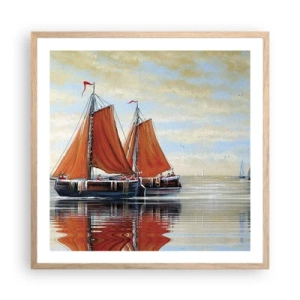 Affiche dans un chêne clair - Poster - He, navigue, marin - 60x60 cm