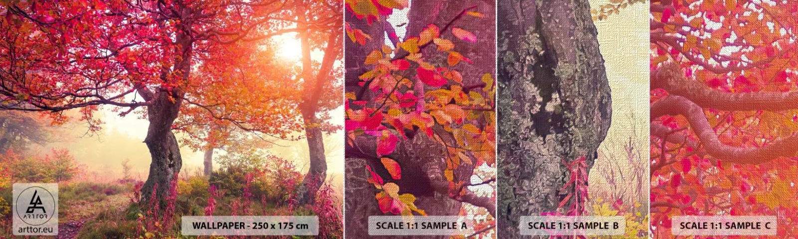 Échantillon de Papier Peint Premium Canvas - Frénésie de floraison - Paysage, Parc, Fleurs - 100x30 cm