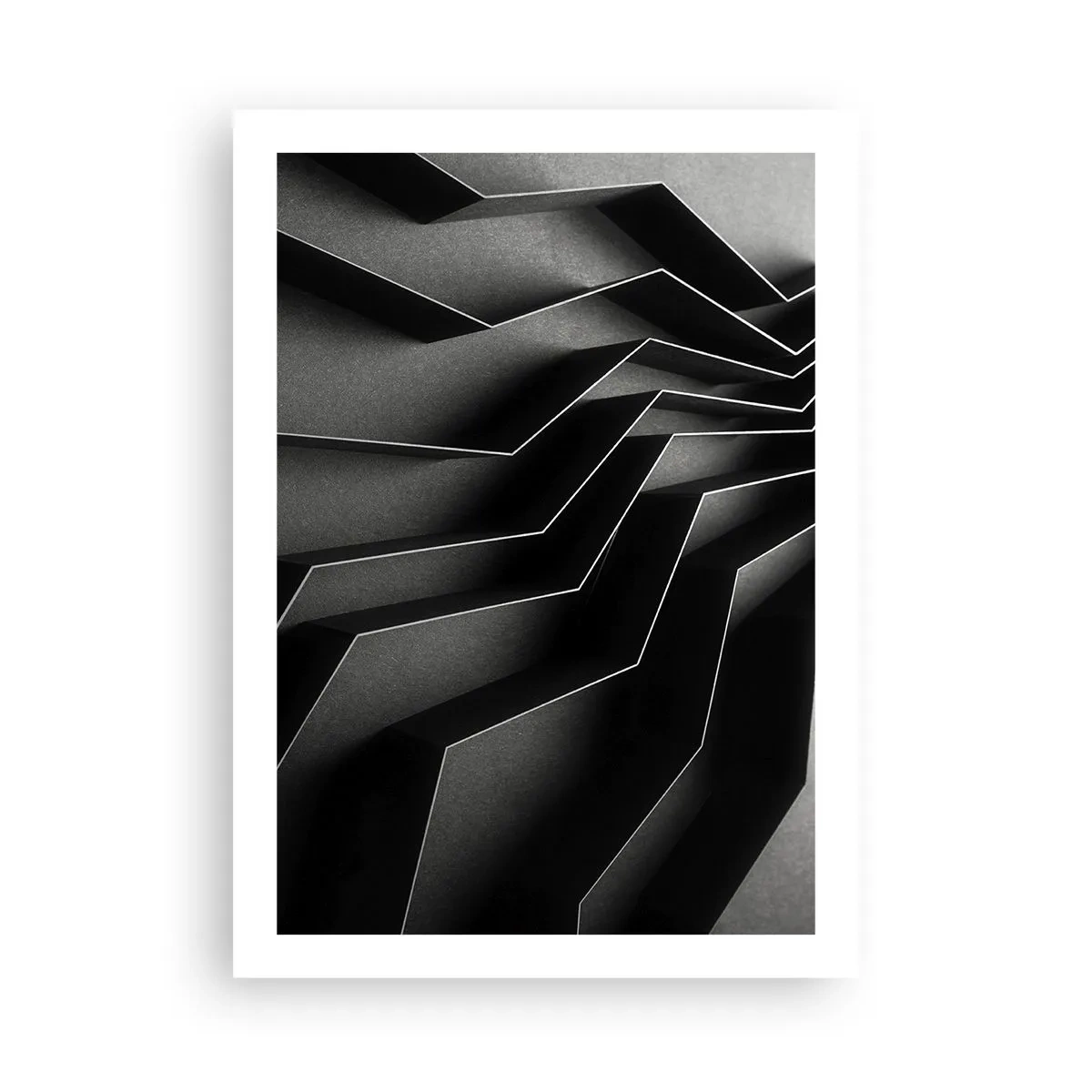 Affiche - Poster - Une composition en noir et blanc de structures géométriques et spatiales - 50x70cm - Ordre spatial - Décoration murale moderne pour le salon et la chambre ARTTOR