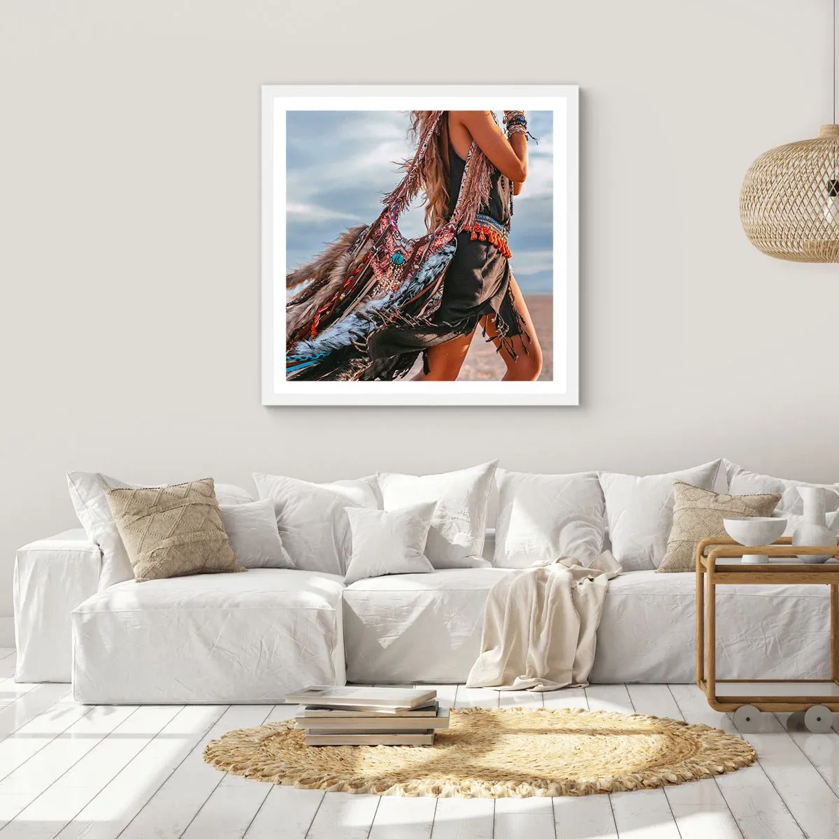 Affiche dans un cadre blanc - Poster - La fille du chaman - 30x30 cm