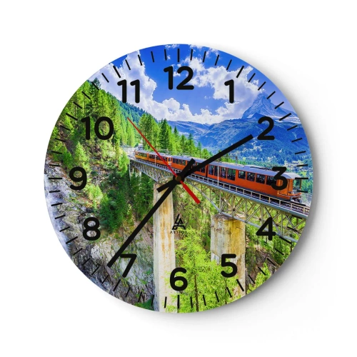 Horloge murale - Pendule murale - Train dans les Alpes - 30x30 cm