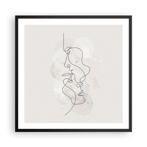 Affiche dans un cadre noir - Poster - Emmêlé dans une étreinte - 60x60 cm